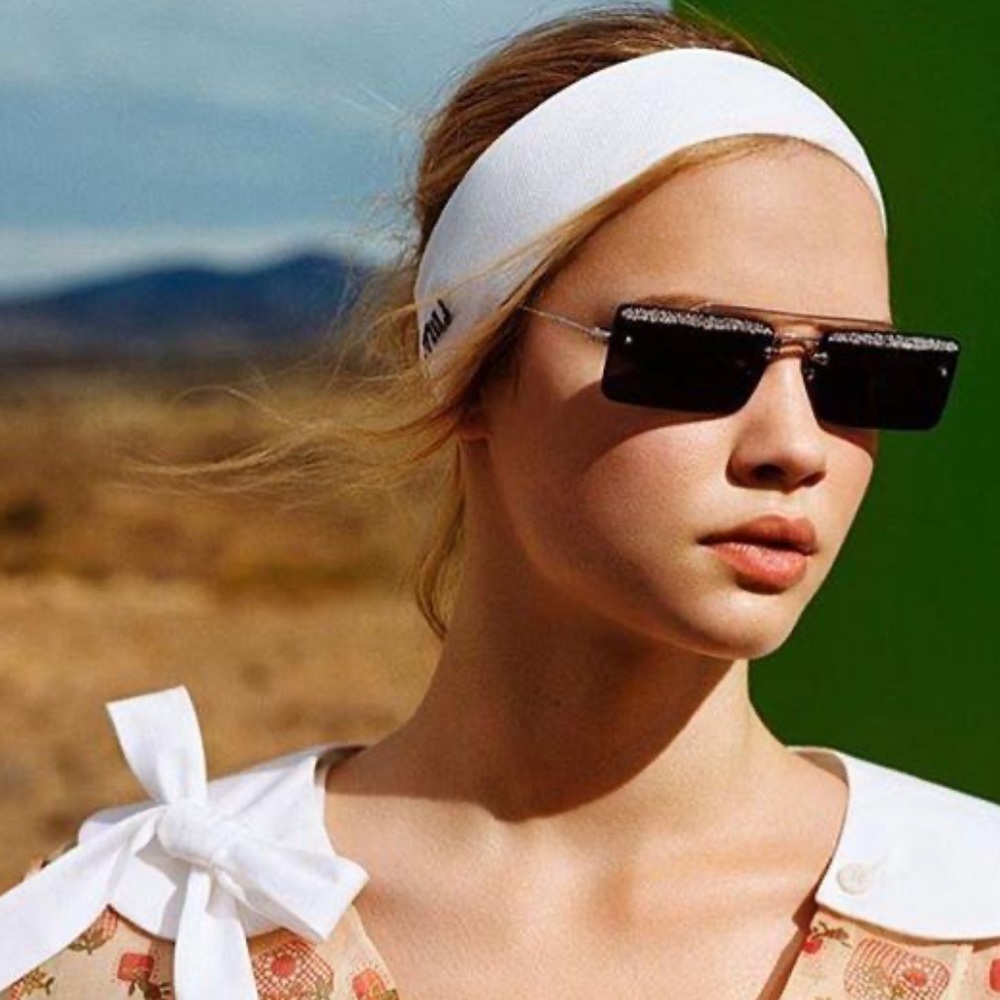 Miu Miu Sunglasses - Square Frame, Black Glitter - image 2